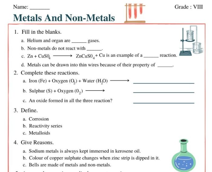 Metals nonmetals and metalloids worksheet