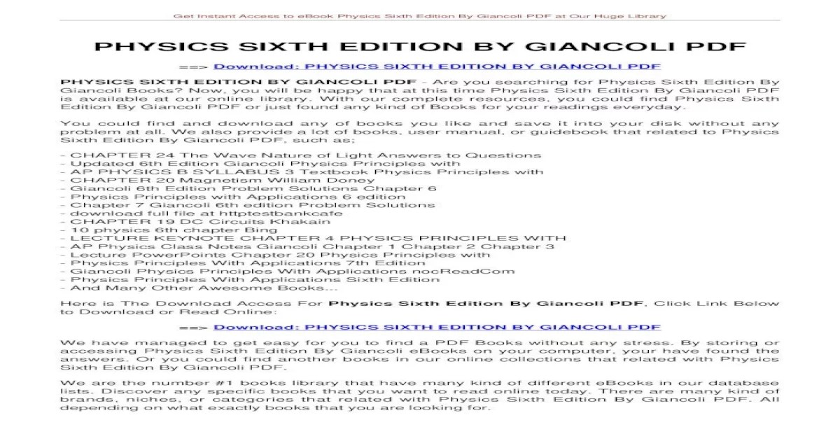 Physics giancoli sixth edition pdf