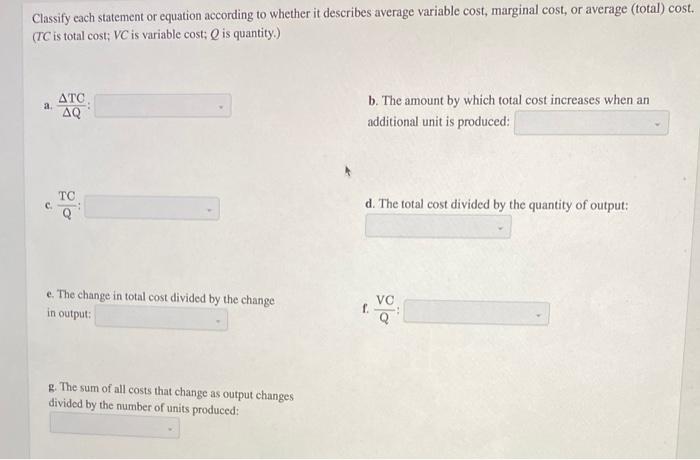 Classify each statement or equation according to whether